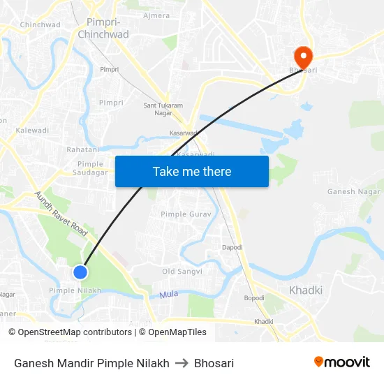 Ganesh Mandir Pimple Nilakh to Bhosari map
