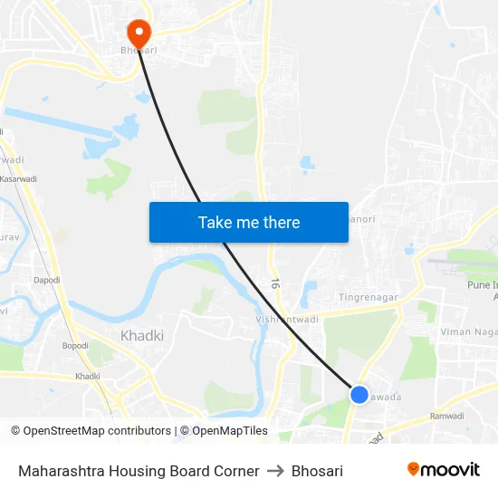Maharashtra Housing Board Corner to Bhosari map
