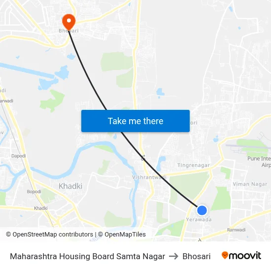Maharashtra Housing Board Samta Nagar to Bhosari map