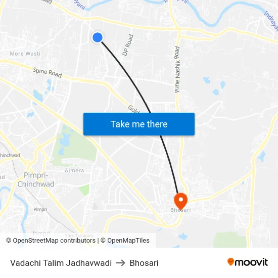 Vadachi Talim Jadhavwadi to Bhosari map
