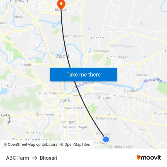 ABC Farm to Bhosari map