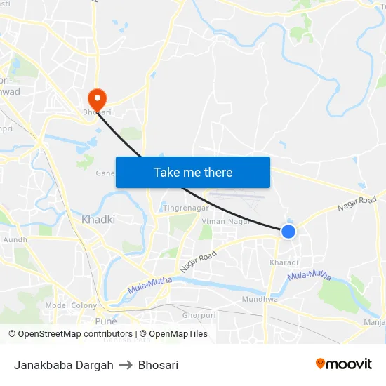 Janakbaba Dargah to Bhosari map