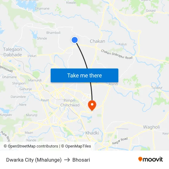 Dwarka City (Mhalunge) to Bhosari map