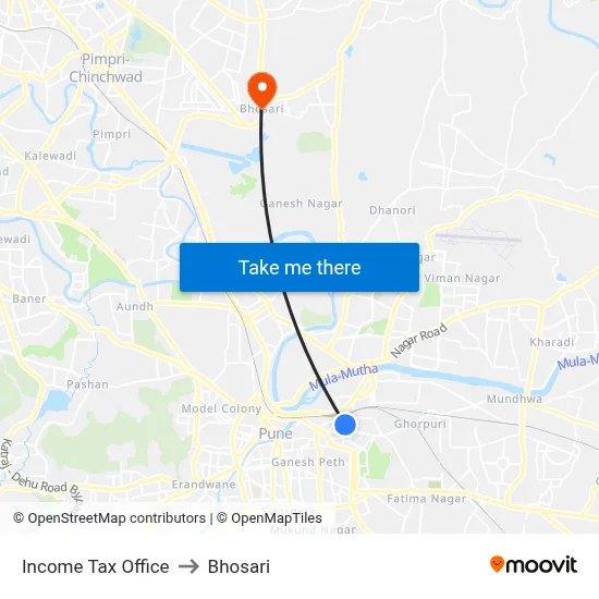 Income Tax Office to Bhosari map