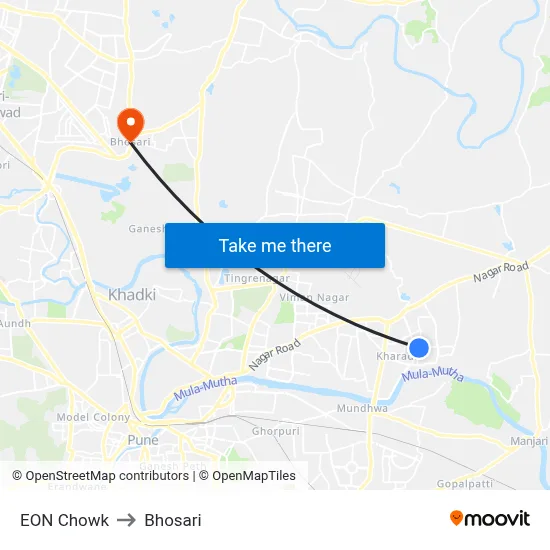 EON Chowk to Bhosari map