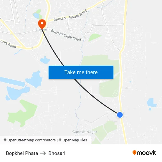 Bopkhel Phata to Bhosari map