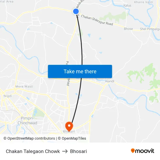 Chakan Talegaon Chowk to Bhosari map