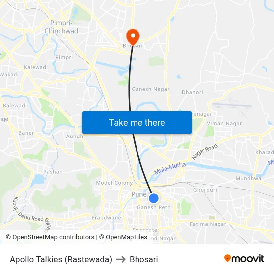 Apollo Talkies (Rastewada) to Bhosari map