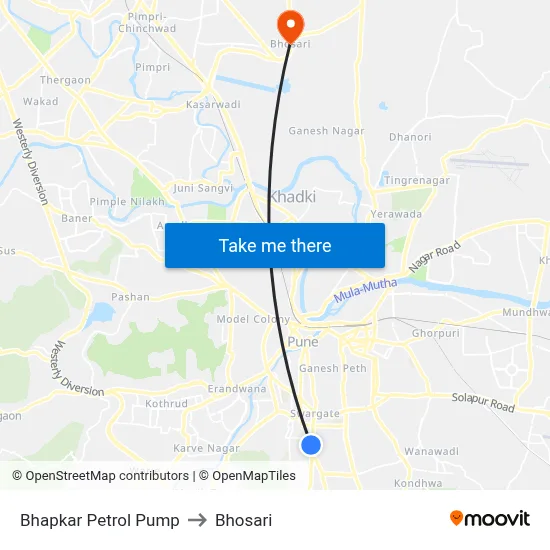 Bhapkar Petrol Pump to Bhosari map