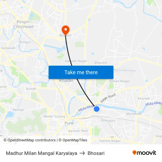 Madhur Milan Mangal Karyalaya to Bhosari map