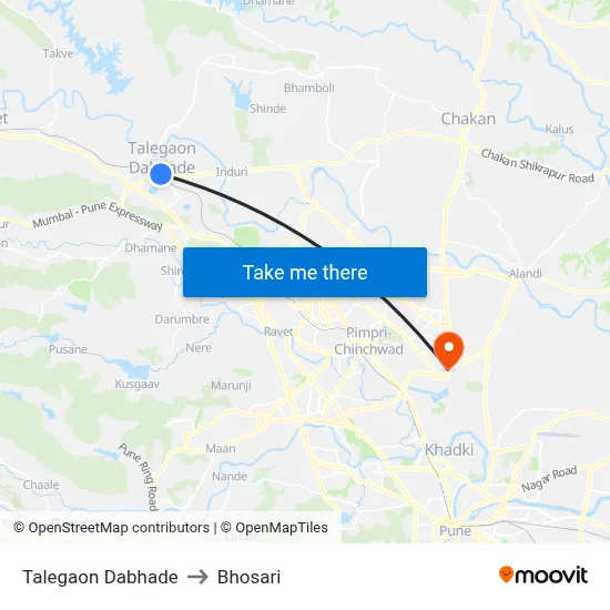 Talegaon Dabhade to Bhosari map