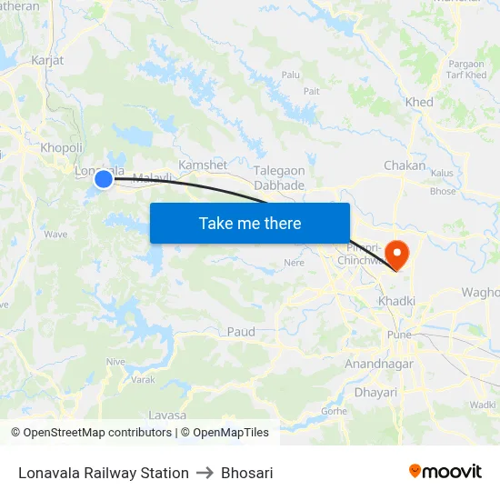 Lonavala Railway Station to Bhosari map