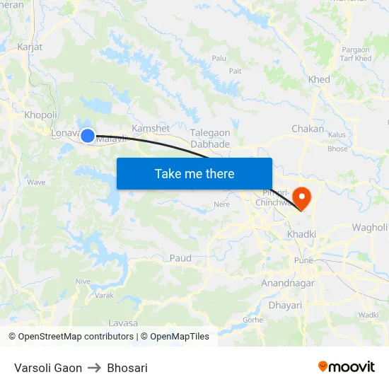 Varsoli Gaon to Bhosari map