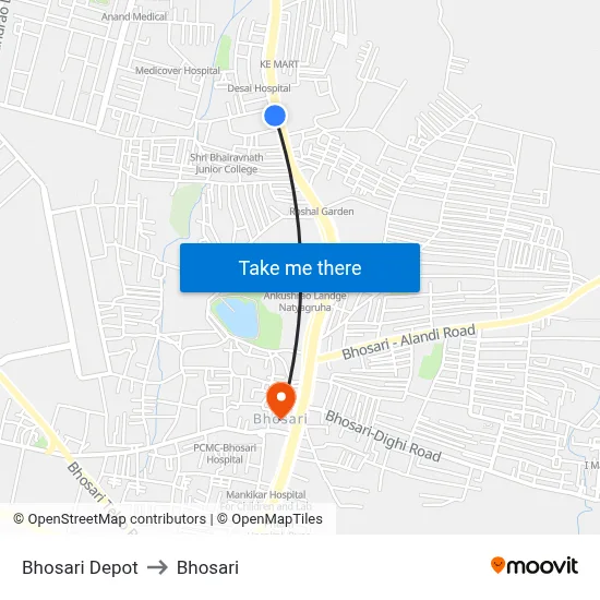 Bhosari Depot to Bhosari map