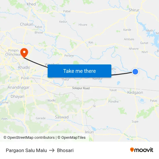 Pargaon Salu Malu to Bhosari map