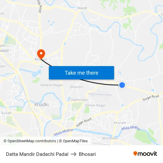 Datta Mandir Dadachi Padal to Bhosari map