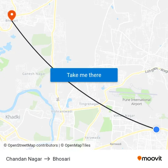 Chandan Nagar to Bhosari map