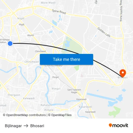 Bijlinagar to Bhosari map