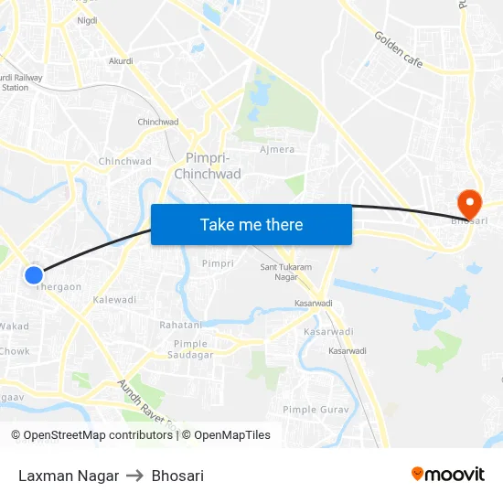 Laxman Nagar to Bhosari map