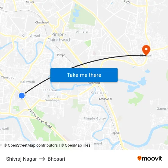 Shivraj Nagar to Bhosari map