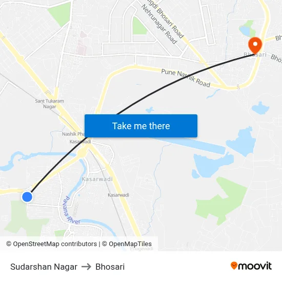 Sudarshan Nagar to Bhosari map