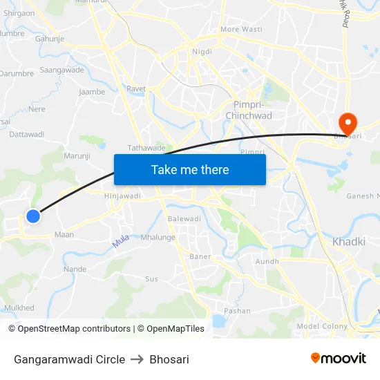 Gangaramwadi Circle to Bhosari map