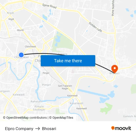 Elpro Company to Bhosari map