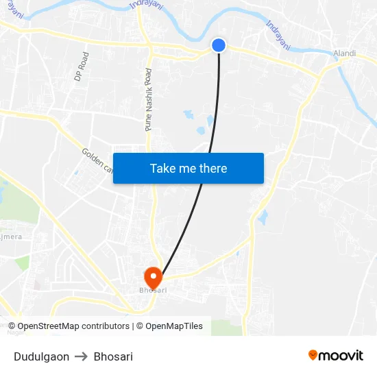 Dudulgaon to Bhosari map