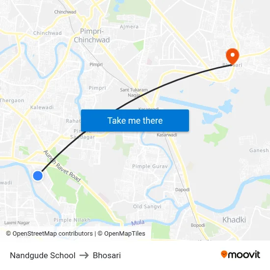 Nandgude School to Bhosari map