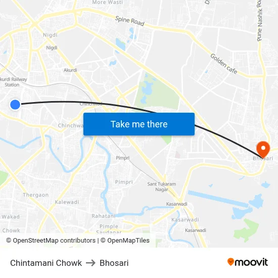 Chintamani Chowk to Bhosari map