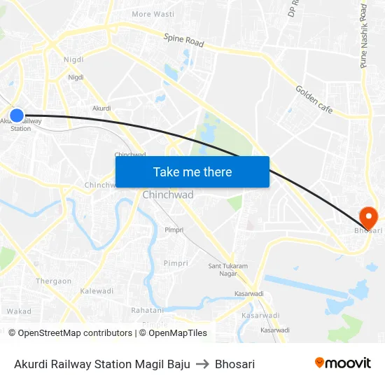 Akurdi Railway Station Magil Baju to Bhosari map