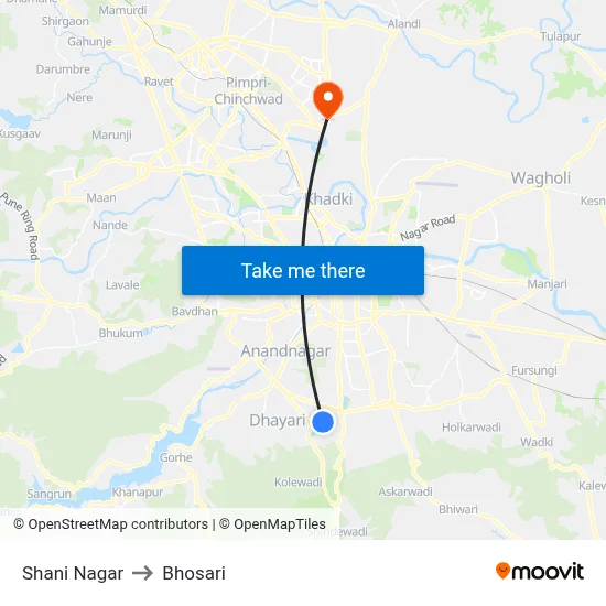 Shani Nagar to Bhosari map