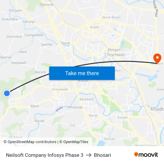 Neilsoft Company Infosys Phase 3 to Bhosari map