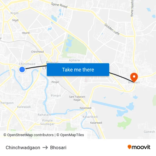 Chinchwadgaon to Bhosari map