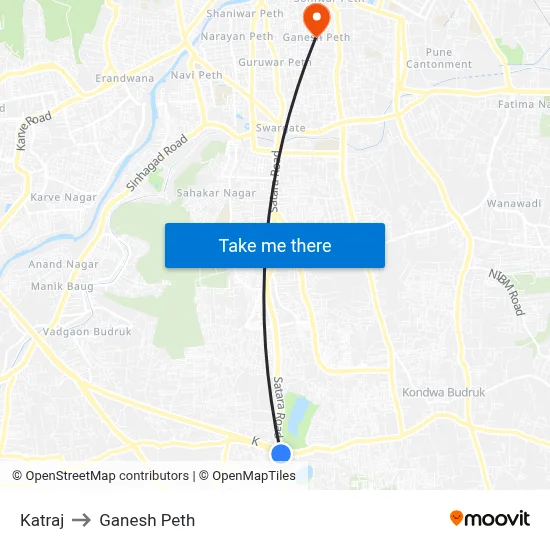 Katraj to Ganesh Peth map
