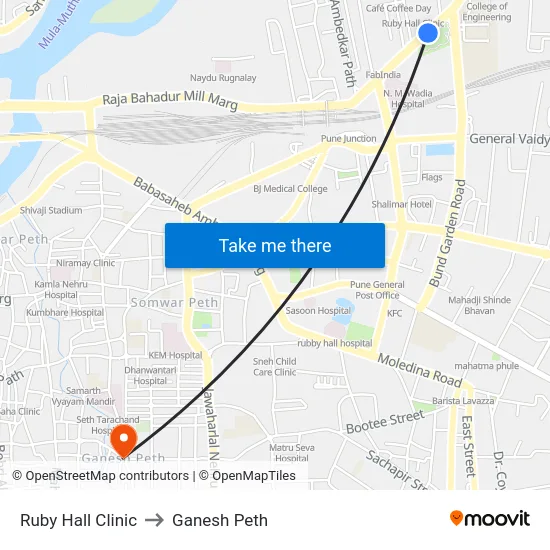 Ruby Hall Clinic to Ganesh Peth map