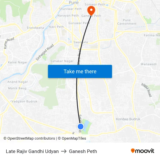 Late Rajiv Gandhi Udyan to Ganesh Peth map