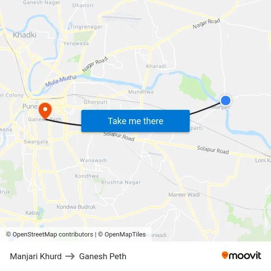 Manjari Khurd to Ganesh Peth map