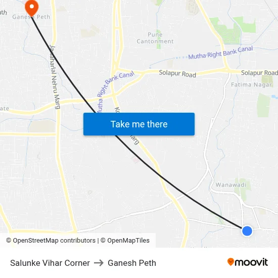 Salunke Vihar Corner to Ganesh Peth map