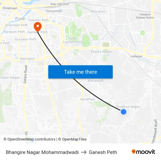 Bhangire Nagar Mohammadwadi to Ganesh Peth map