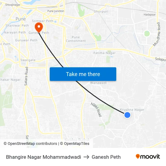 Bhangire Nagar Mohammadwadi to Ganesh Peth map