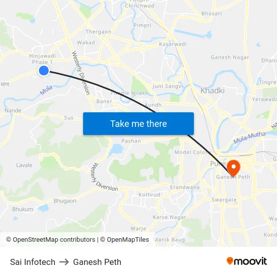 Sai Infotech to Ganesh Peth map