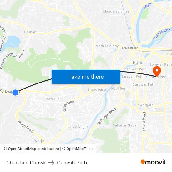 Chandani Chowk to Ganesh Peth map