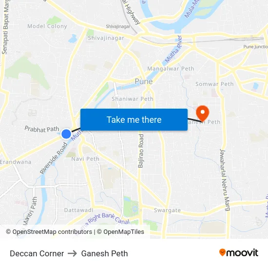 Deccan Corner to Ganesh Peth map