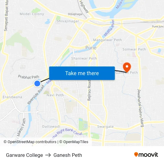 Garware College to Ganesh Peth map