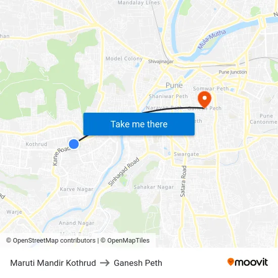 Maruti Mandir Kothrud to Ganesh Peth map