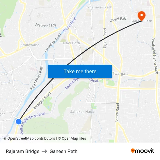 Rajaram Bridge to Ganesh Peth map