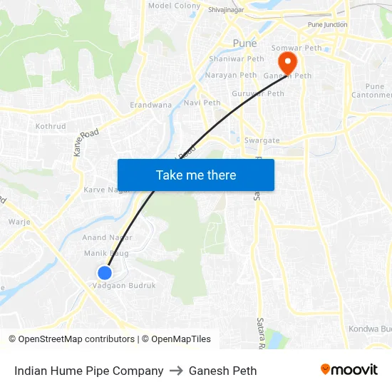 Indian Hume Pipe Company to Ganesh Peth map