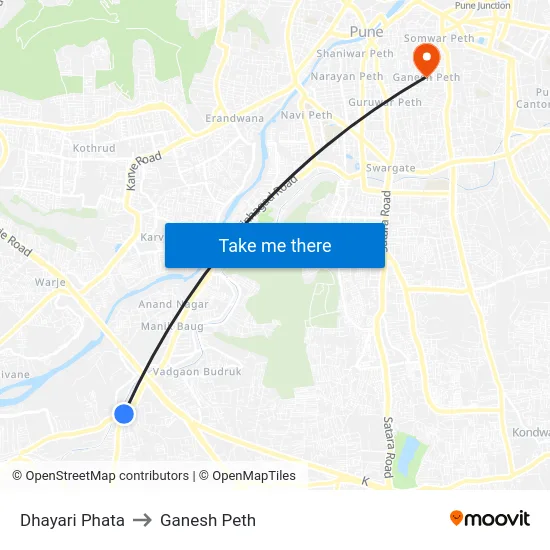 Dhayari Phata to Ganesh Peth map