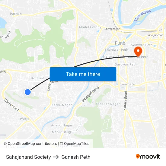 Sahajanand Society to Ganesh Peth map